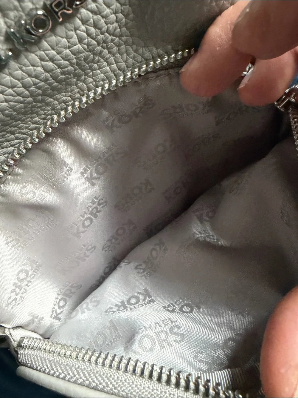 Michael Kors Silver Studded Mini Backpack Abbey Grey